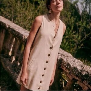 Sezane Mannie cream button front dress | size 40